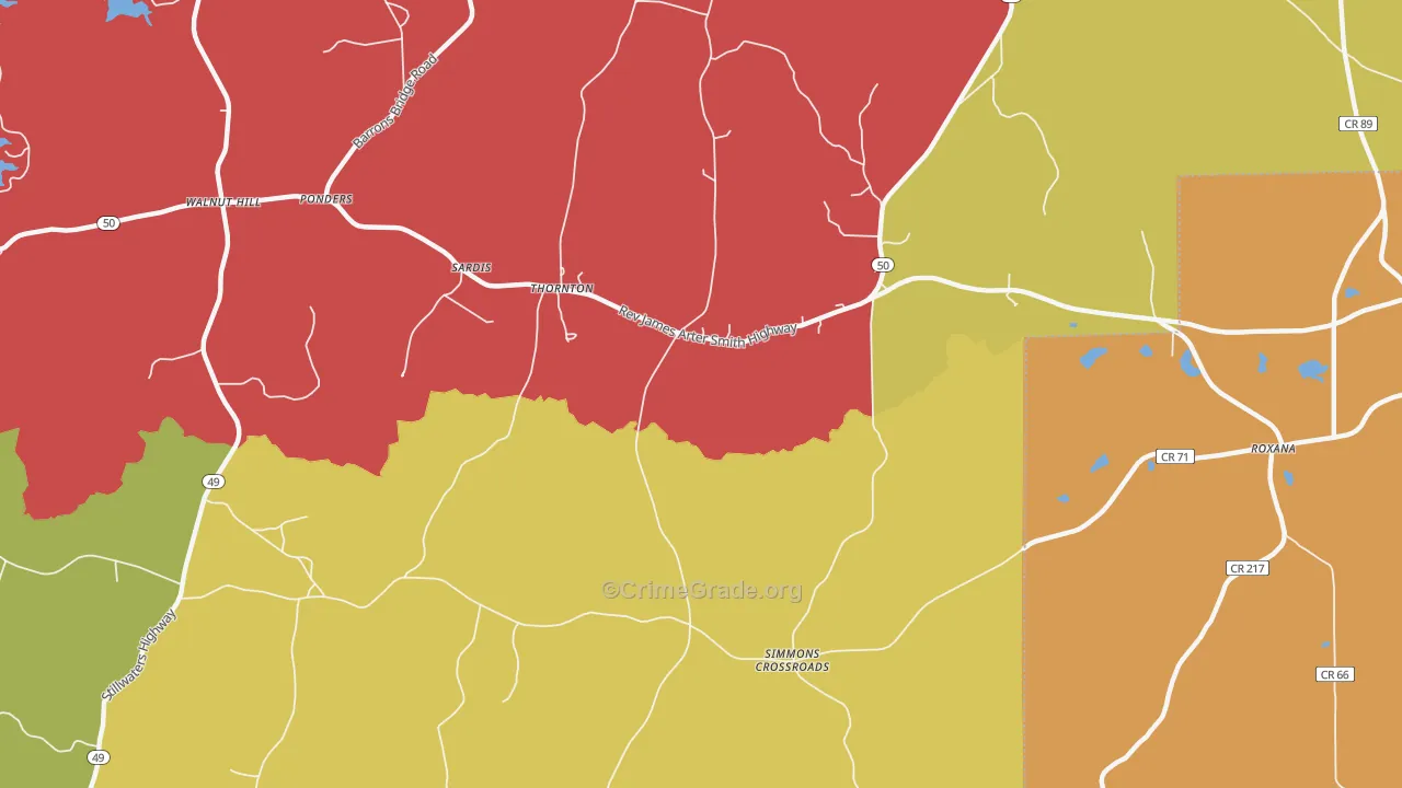 Thornton, AL Map of Vehicle Theft Rates