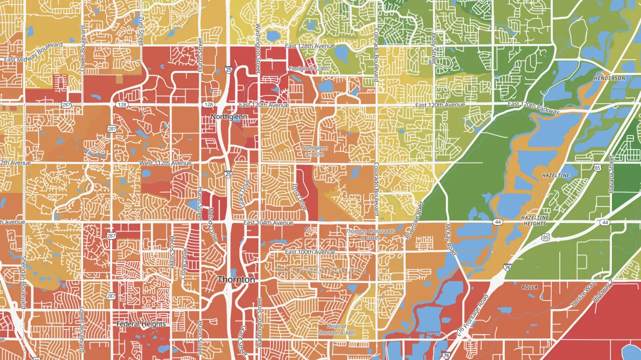 Thornton, CO Map of Vehicle Theft Rates