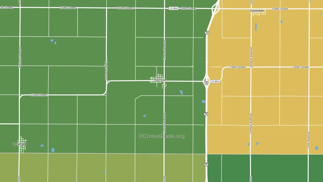 Thornton, IA Map of Vehicle Theft Rates