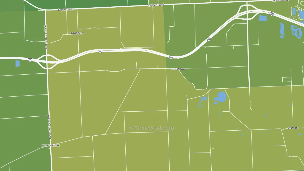 Thornton, MI Map of Vehicle Theft Rates