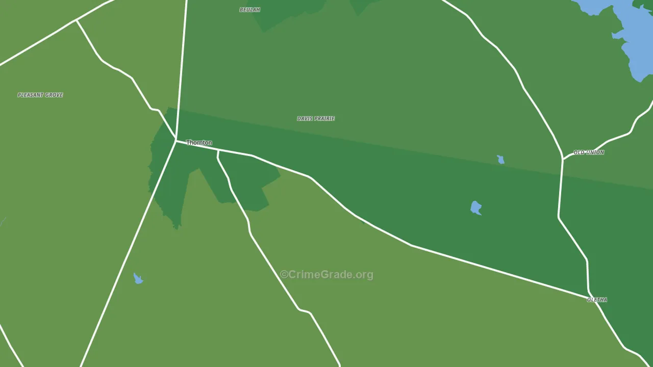 Thornton, TX Map of Vehicle Theft Rates