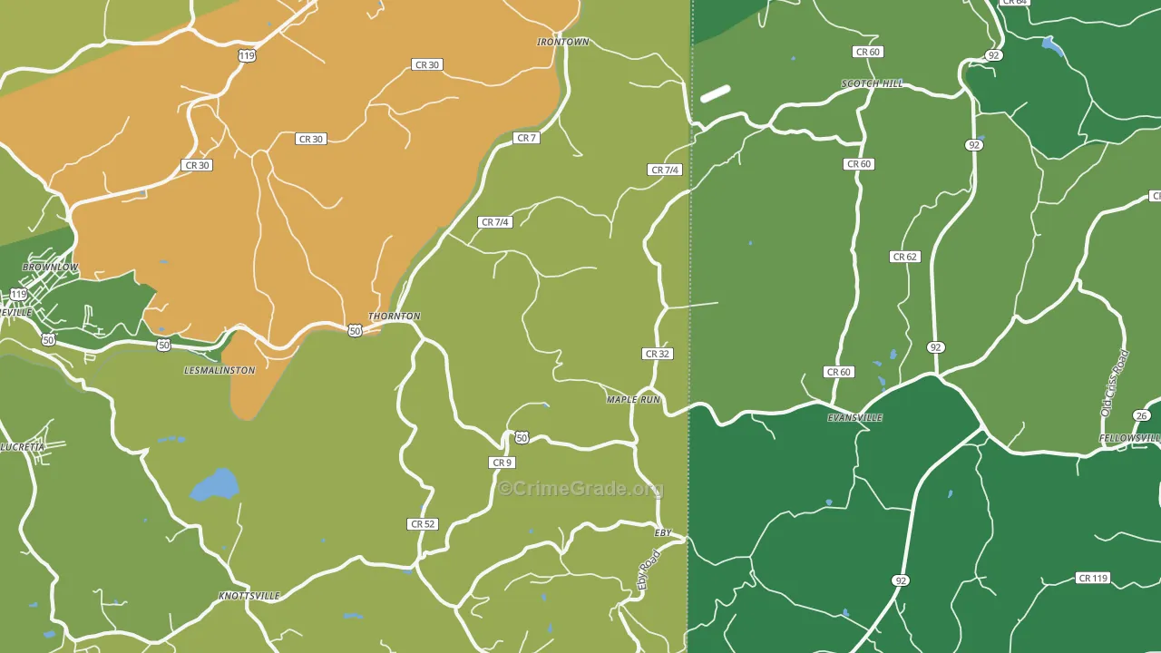 Thornton, WV Map of Vehicle Theft Rates