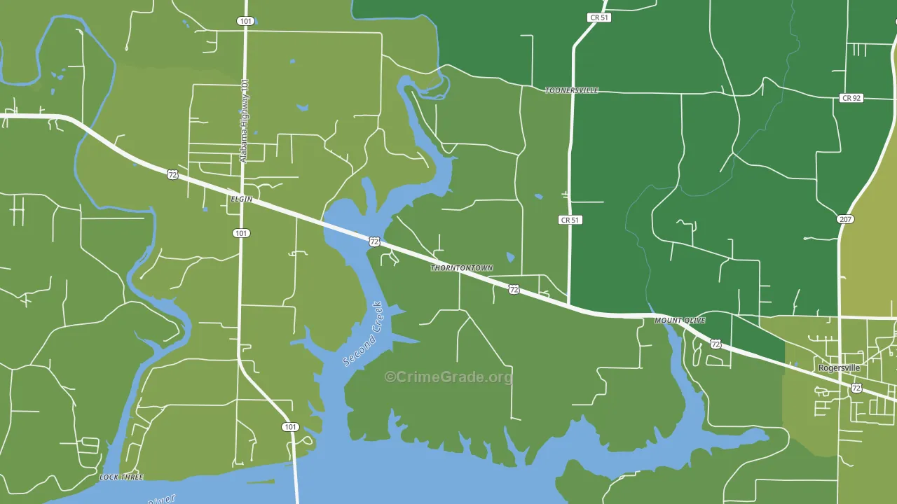 Thorntontown, AL Map of Vehicle Theft Rates
