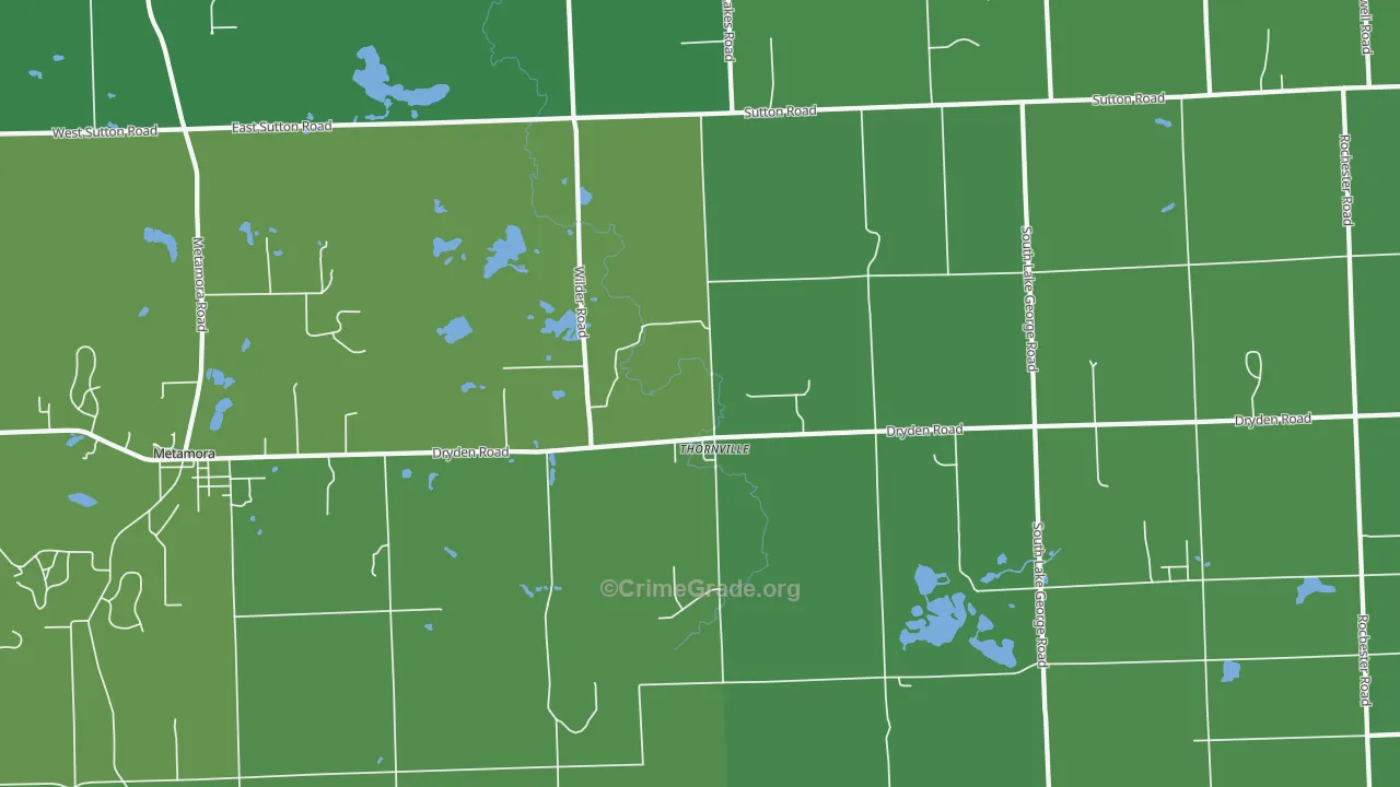 Thornville, MI Map of Vehicle Theft Rates