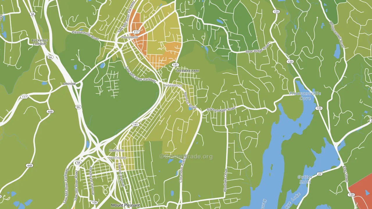 Thornwood, NY Map of Vehicle Theft Rates