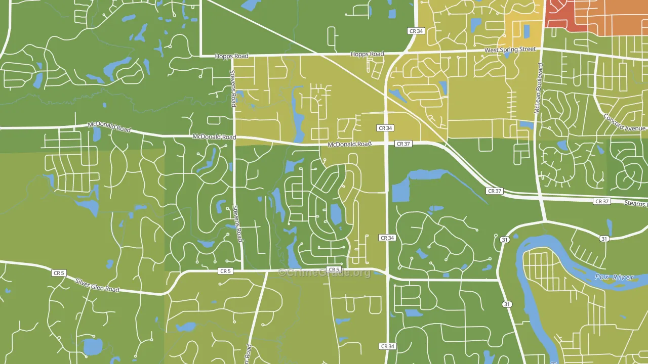 Thornwood, South Elgin, IL Map of Vehicle Theft Rates