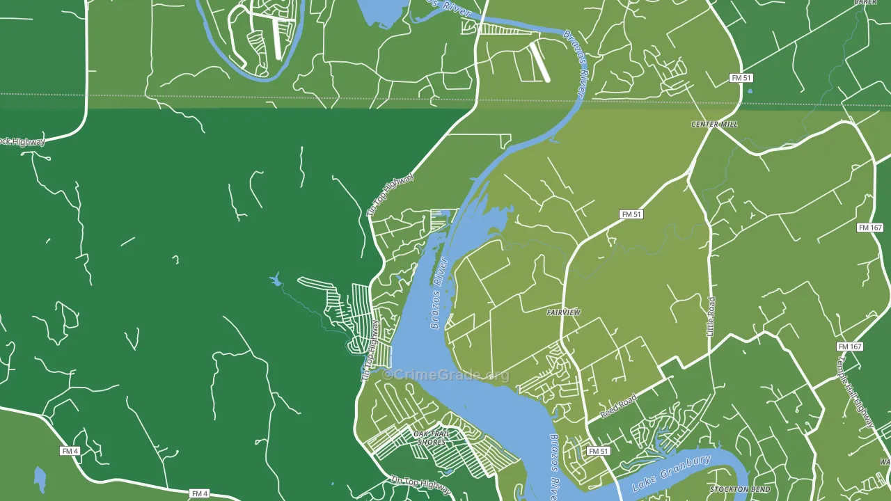 Thorp Spring, TX Map of Vehicle Theft Rates