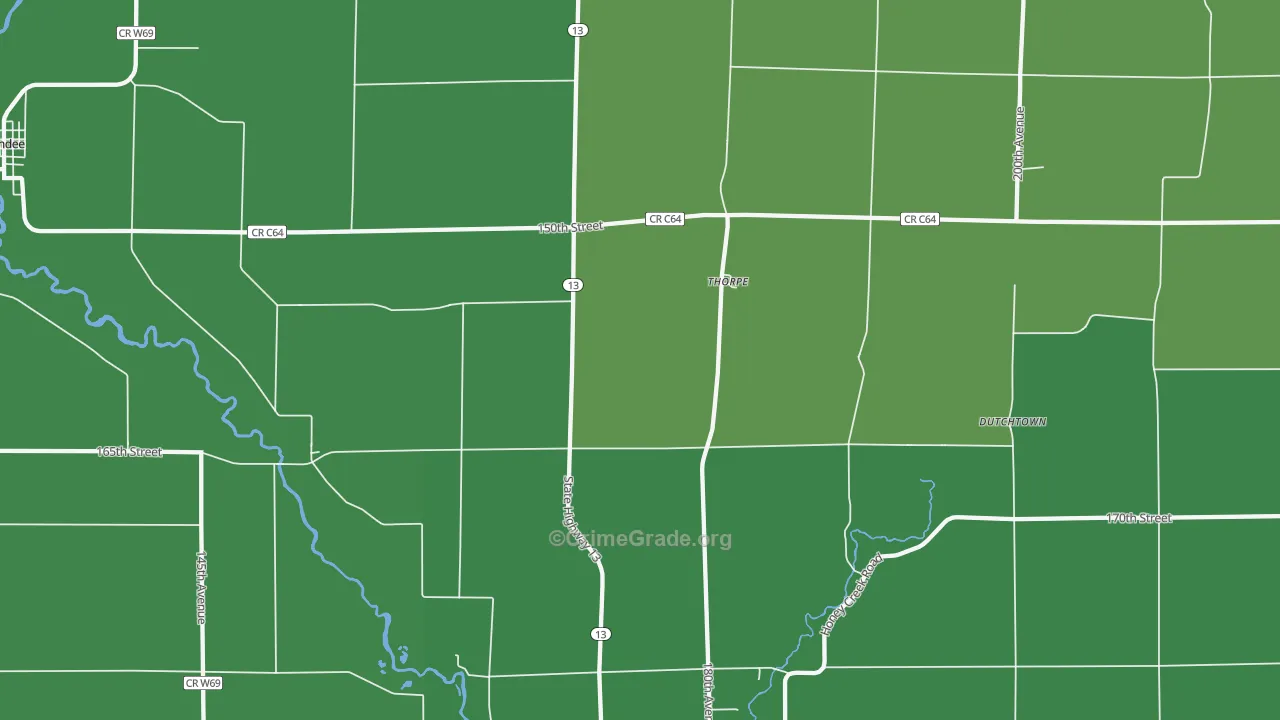 Thorpe, IA Map of Vehicle Theft Rates