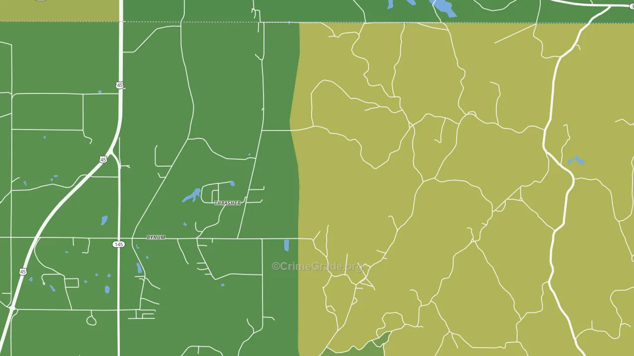 Thrasher, MS Map of Vehicle Theft Rates