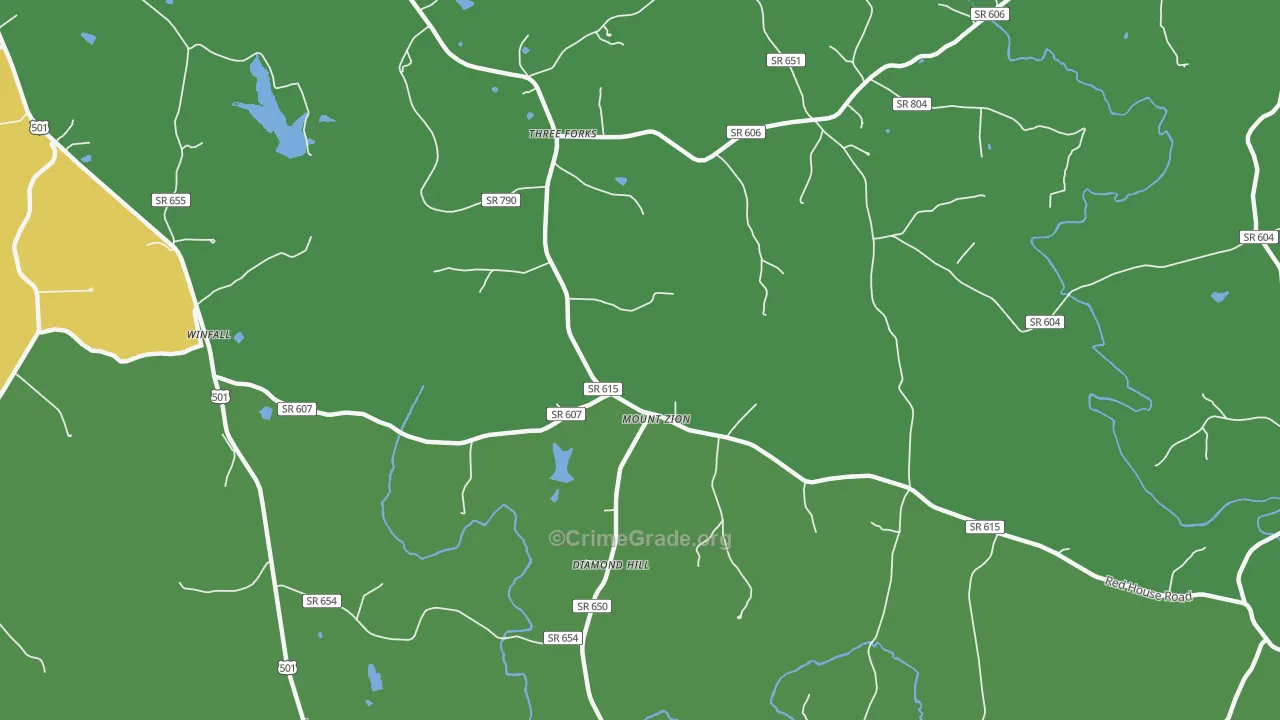 Three Forks, VA Map of Vehicle Theft Rates