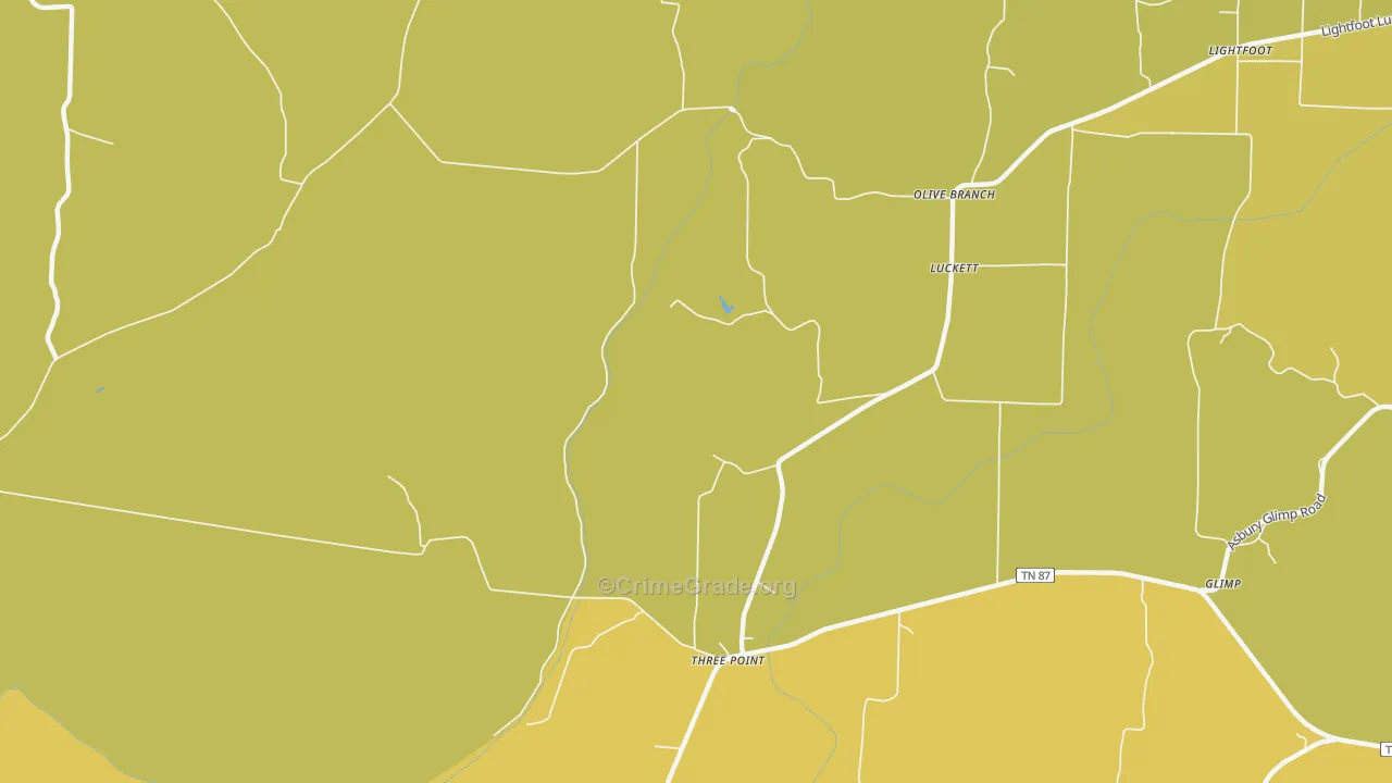 Three Point, TN Map of Vehicle Theft Rates