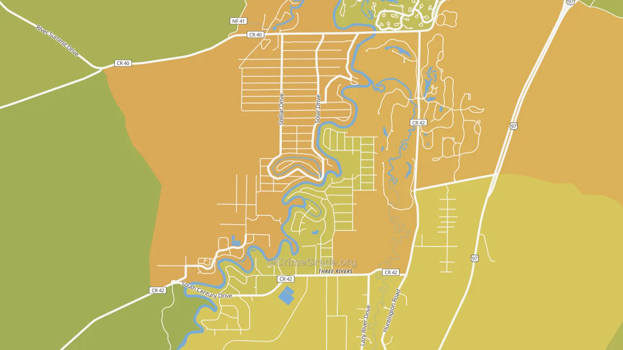 Three Rivers, OR Map of Vehicle Theft Rates