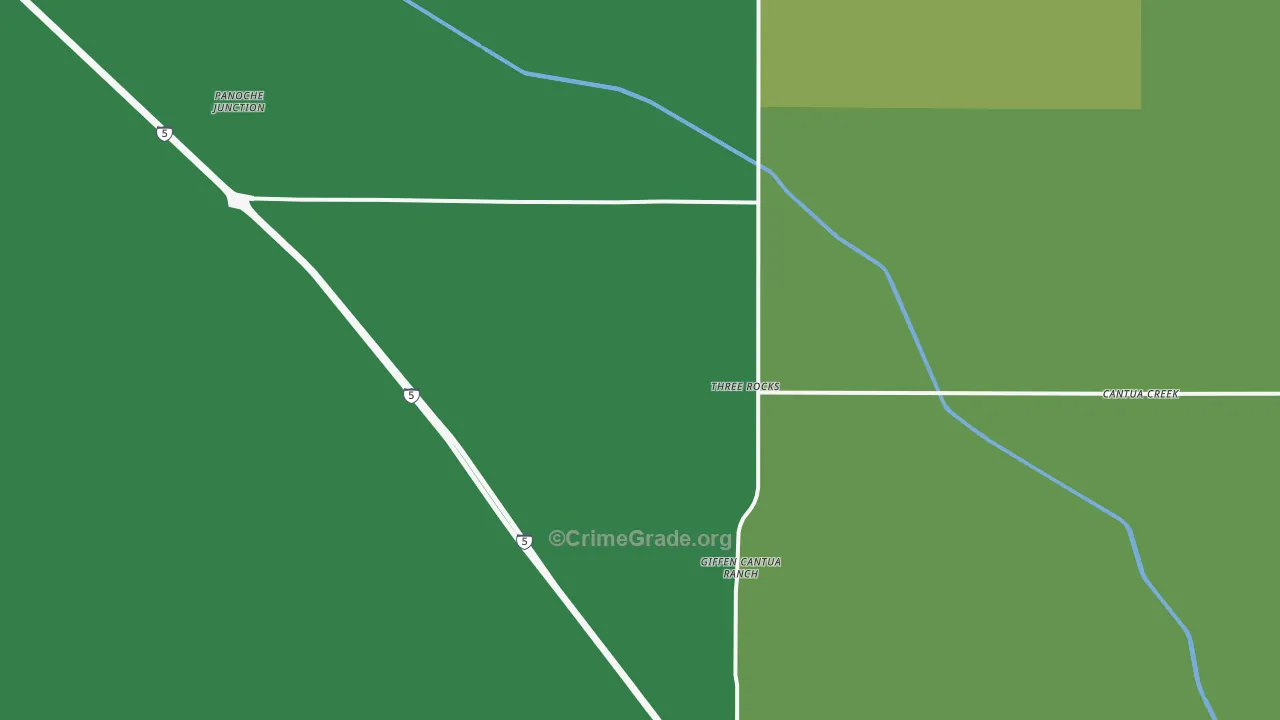 Three Rocks, CA Map of Vehicle Theft Rates