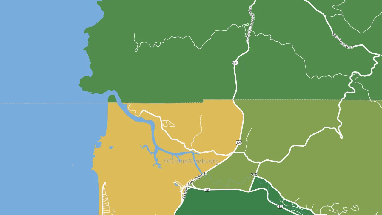Three Rocks, OR Map of Vehicle Theft Rates