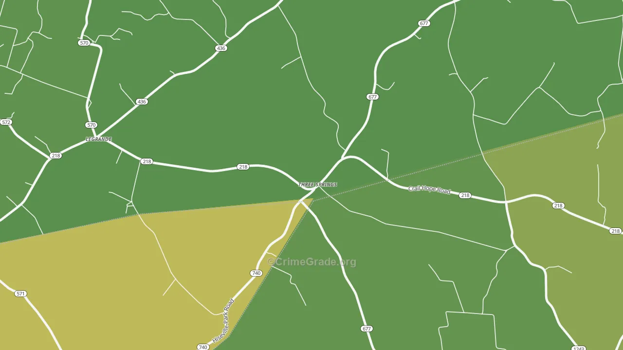 Three Springs, KY Map of Vehicle Theft Rates