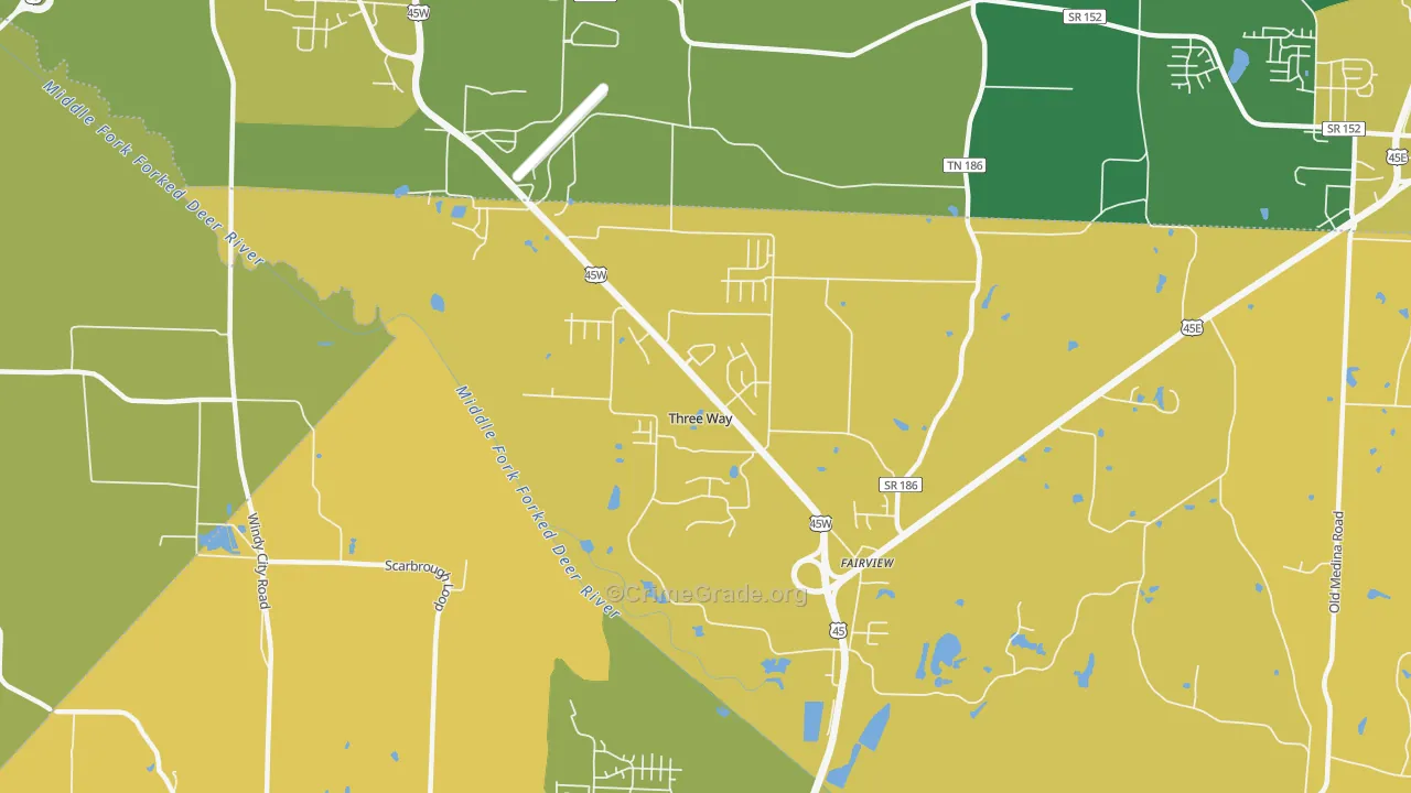 Three Way, TN Map of Vehicle Theft Rates