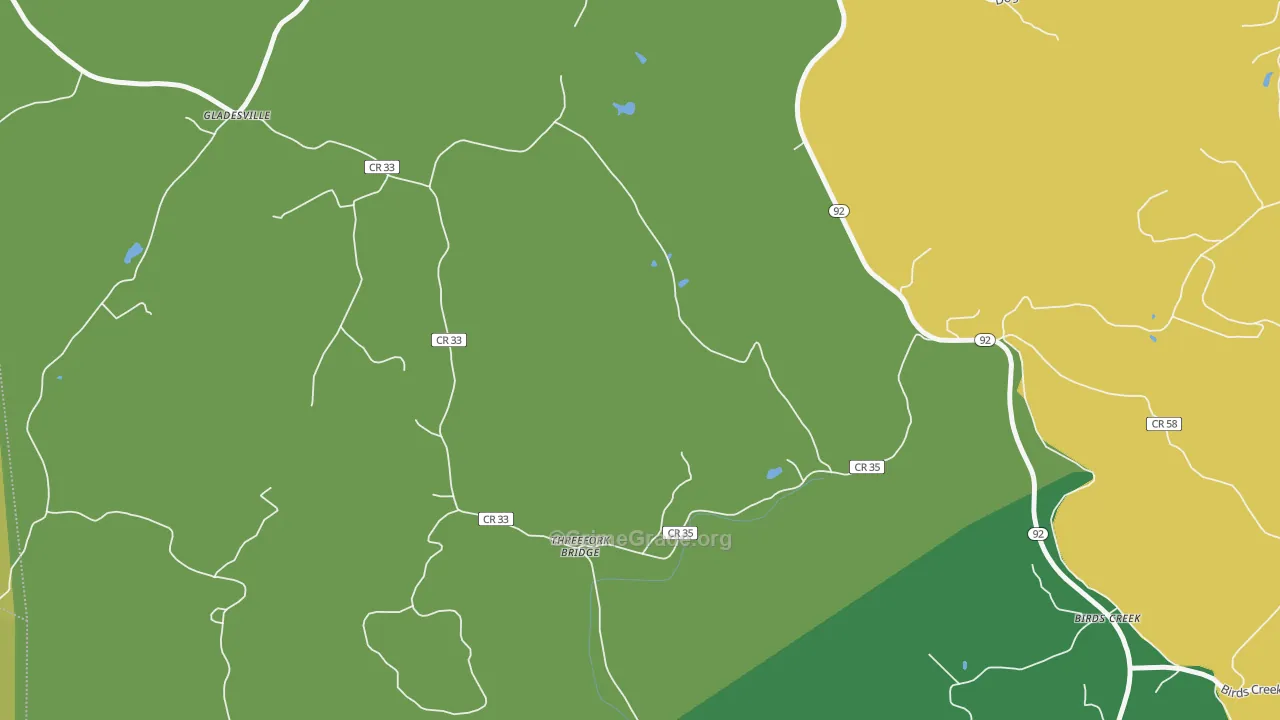 Threefork Bridge, WV Map of Vehicle Theft Rates