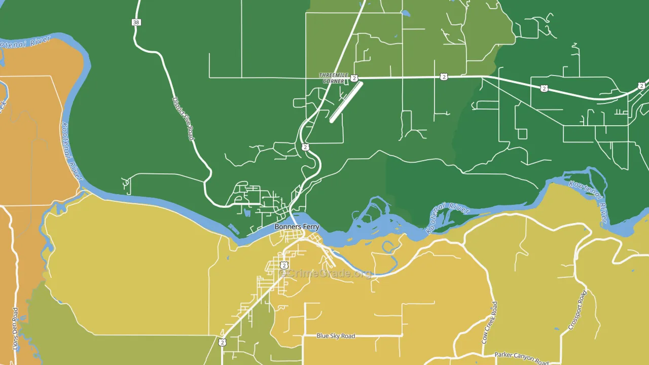 Threemile Corner, ID Map of Vehicle Theft Rates