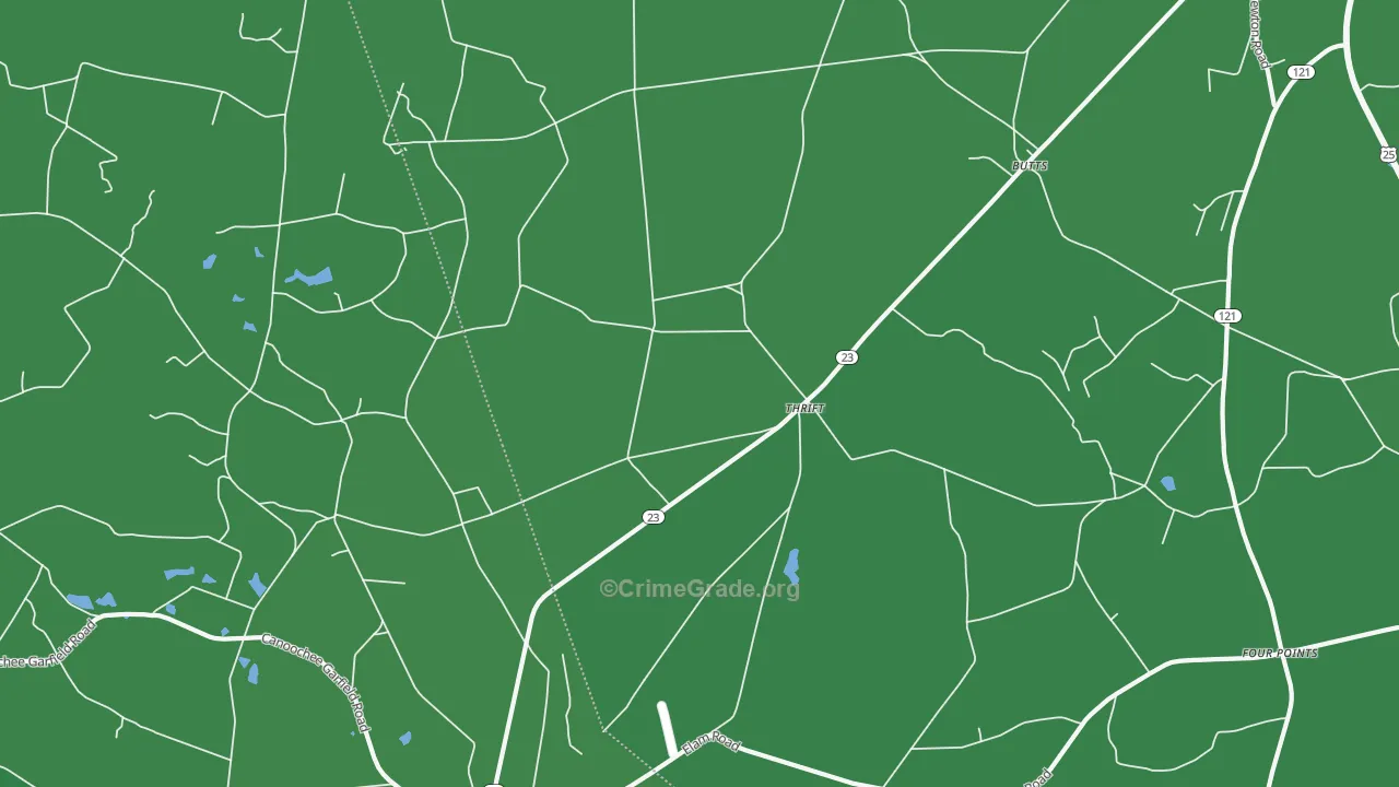 Thrift, GA Map of Vehicle Theft Rates