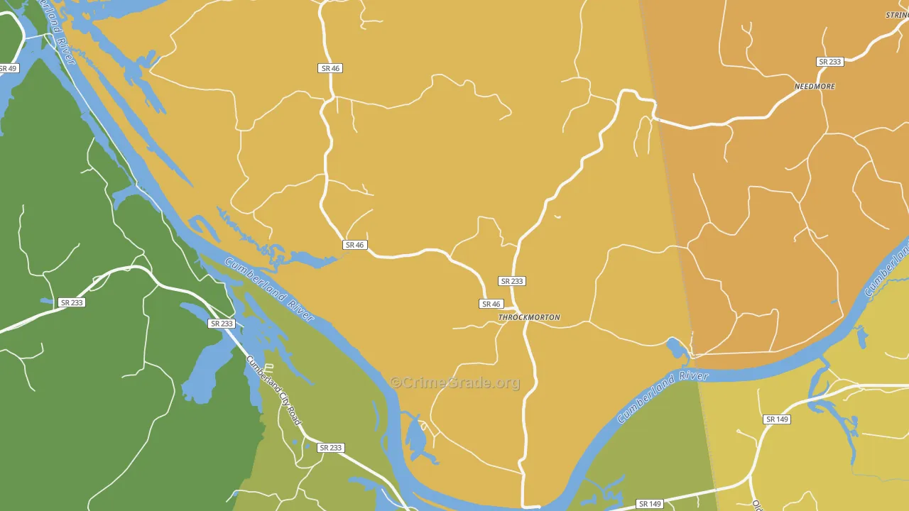 Throckmorton, TN Map of Vehicle Theft Rates