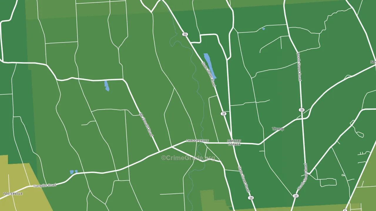 Throopsville, NY Map of Vehicle Theft Rates