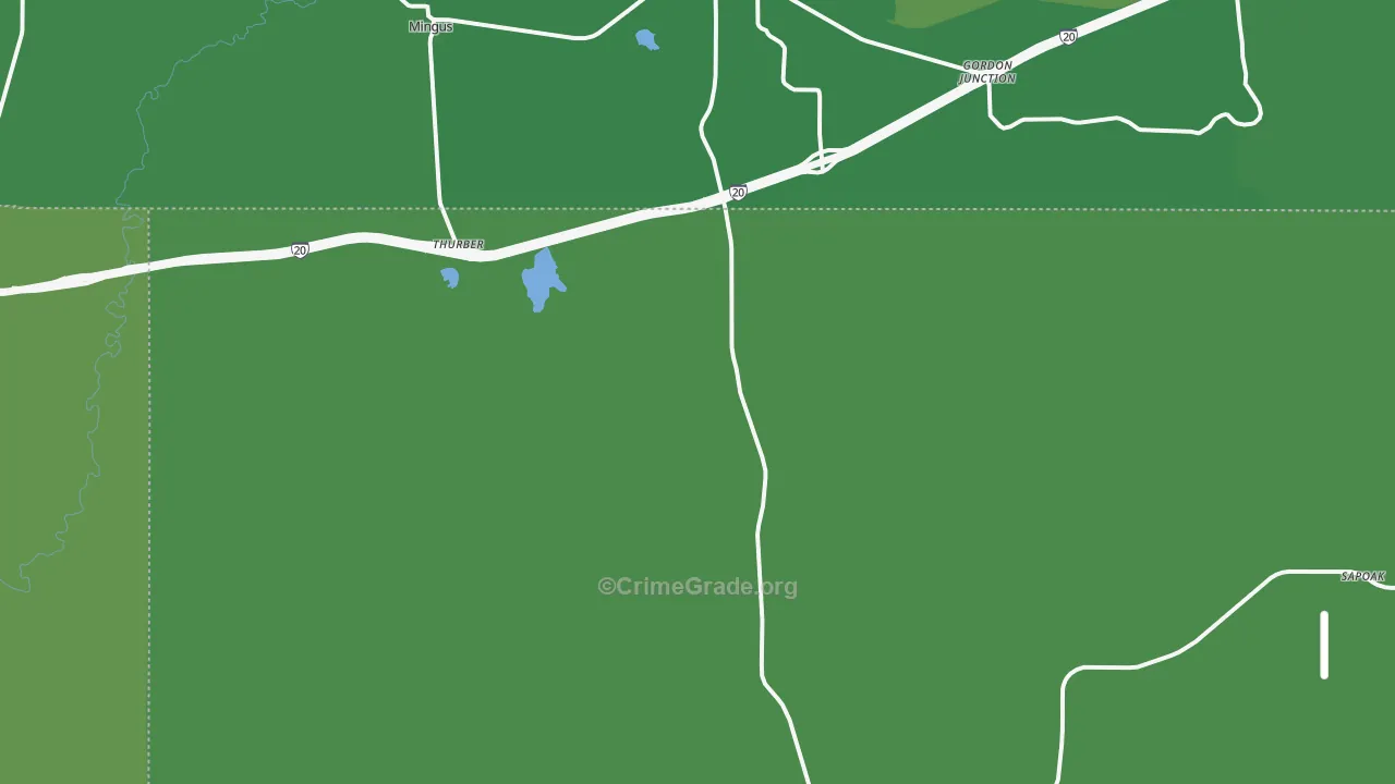 Thurber, TX Map of Vehicle Theft Rates