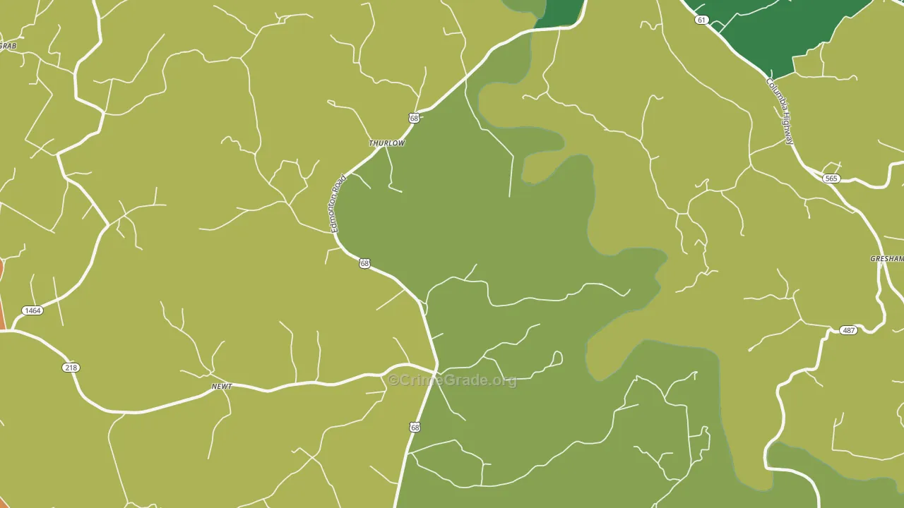 Thurlow, KY Map of Vehicle Theft Rates