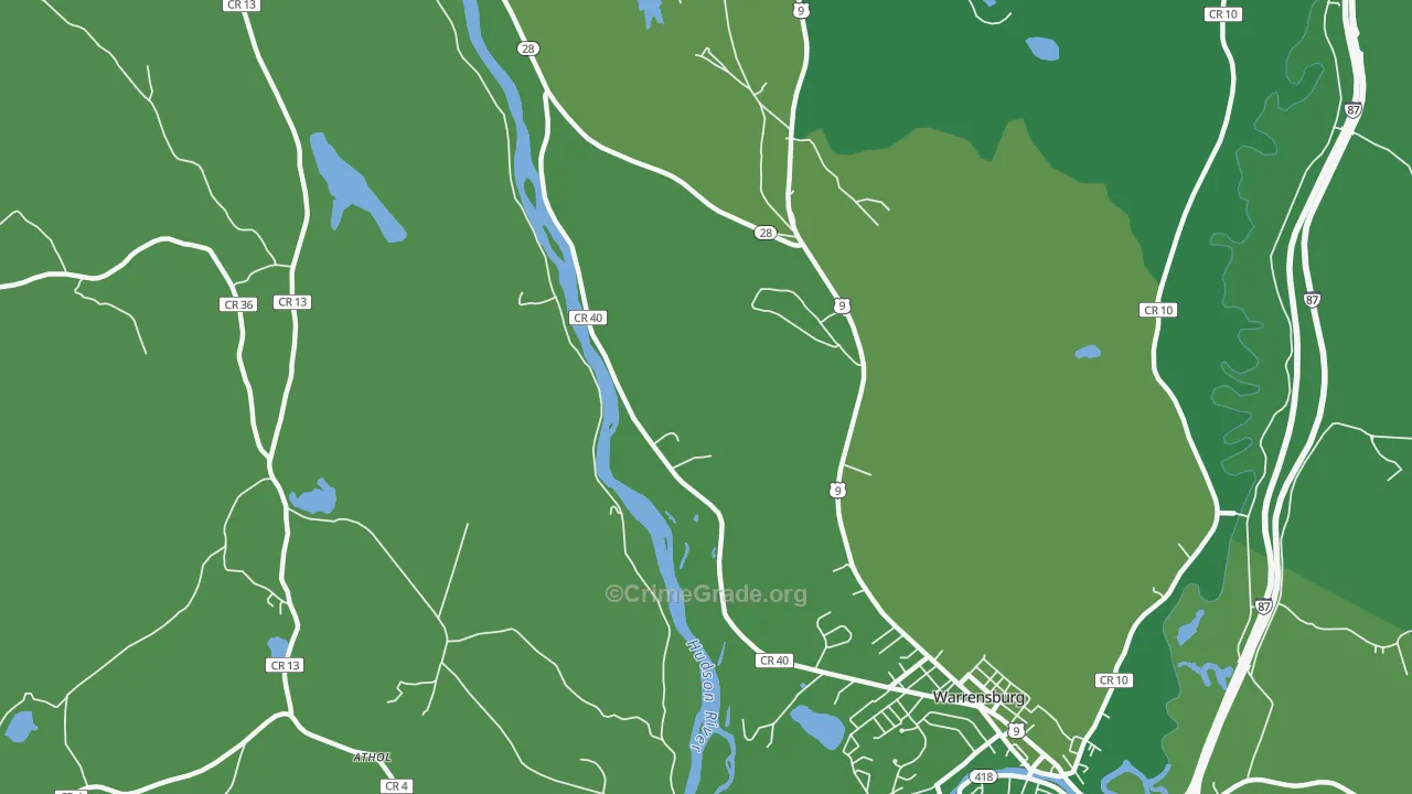 Thurman, NY Map of Vehicle Theft Rates