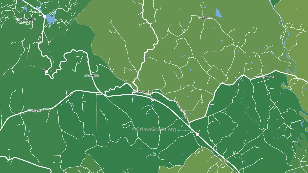 Thurmond, NC Map of Vehicle Theft Rates