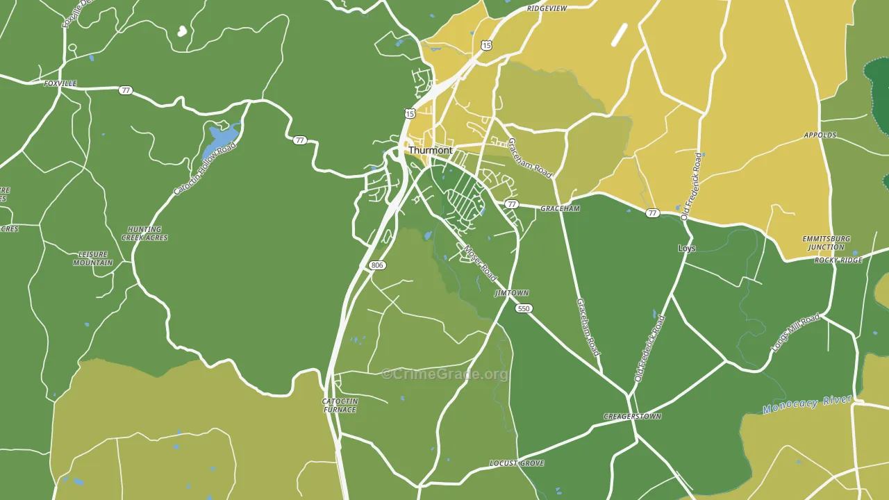 Thurmont, MD Map of Vehicle Theft Rates