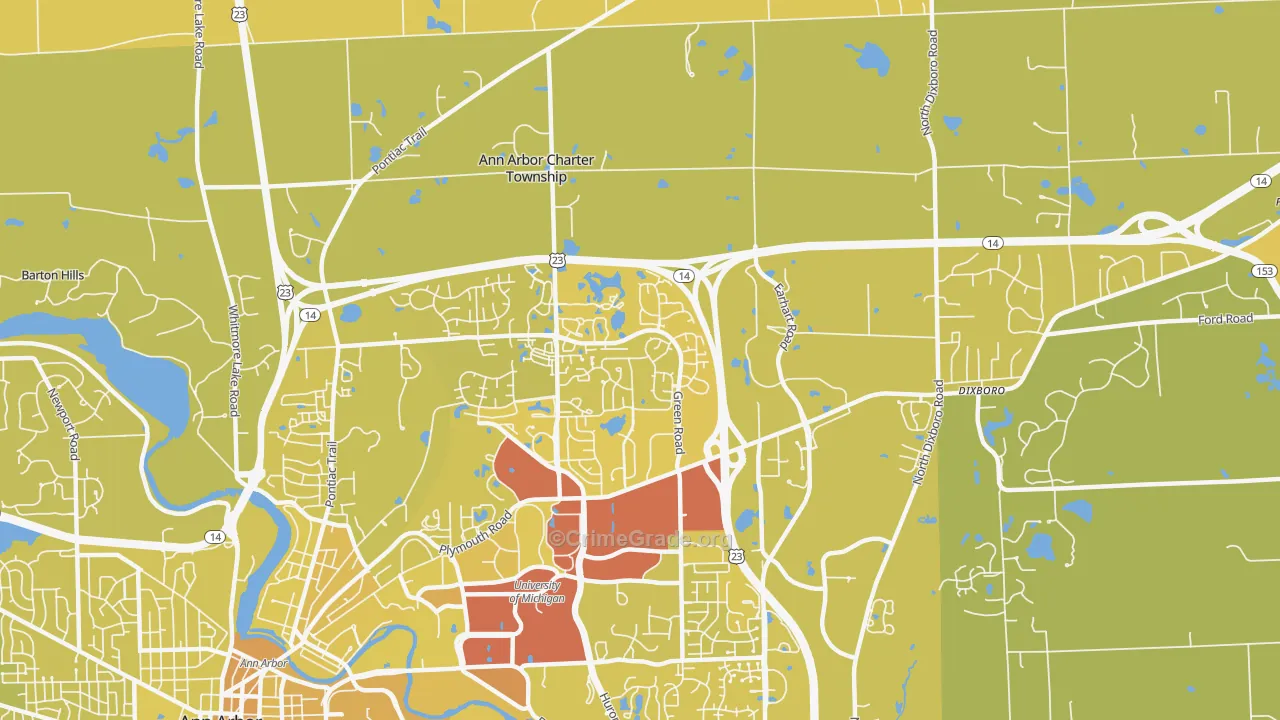 Thurston, Ann Arbor, MI Map of Vehicle Theft Rates