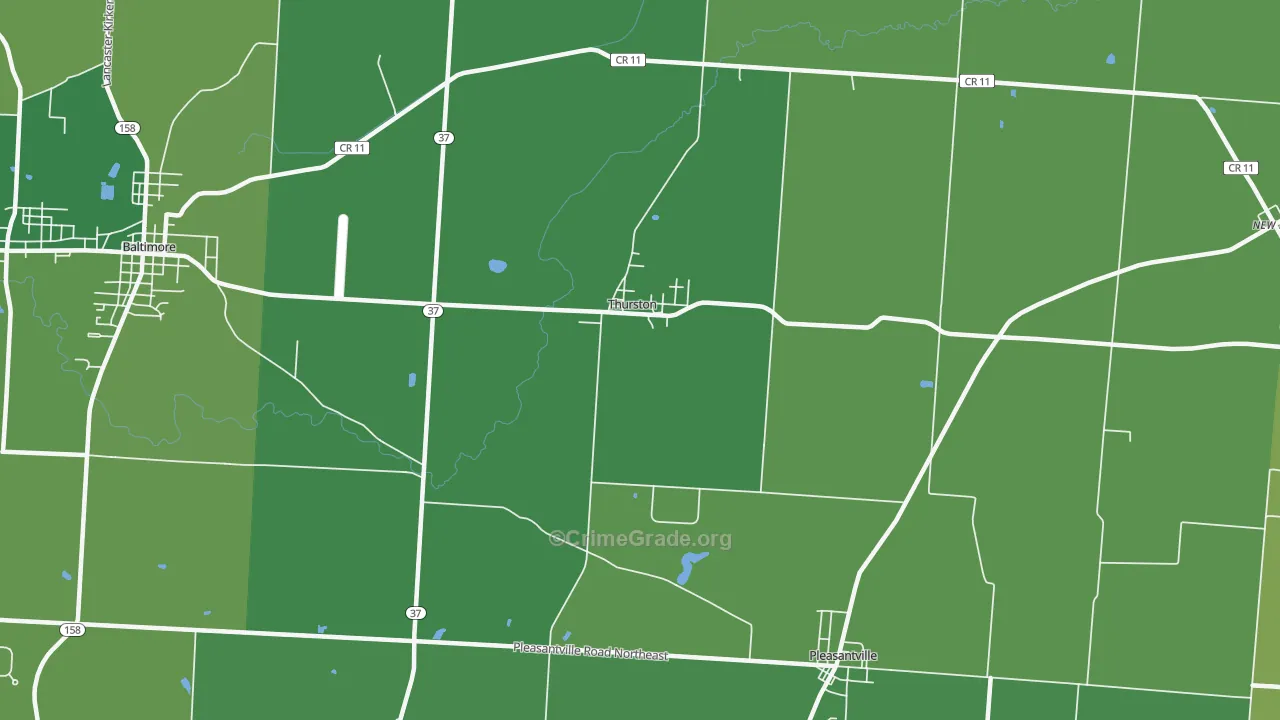 Thurston, OH Map of Vehicle Theft Rates