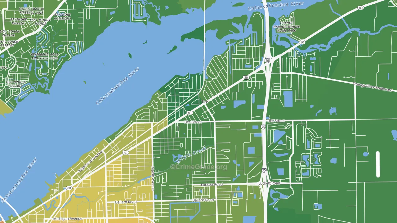 Tice, Fort Myers, FL Map of Vehicle Theft Rates