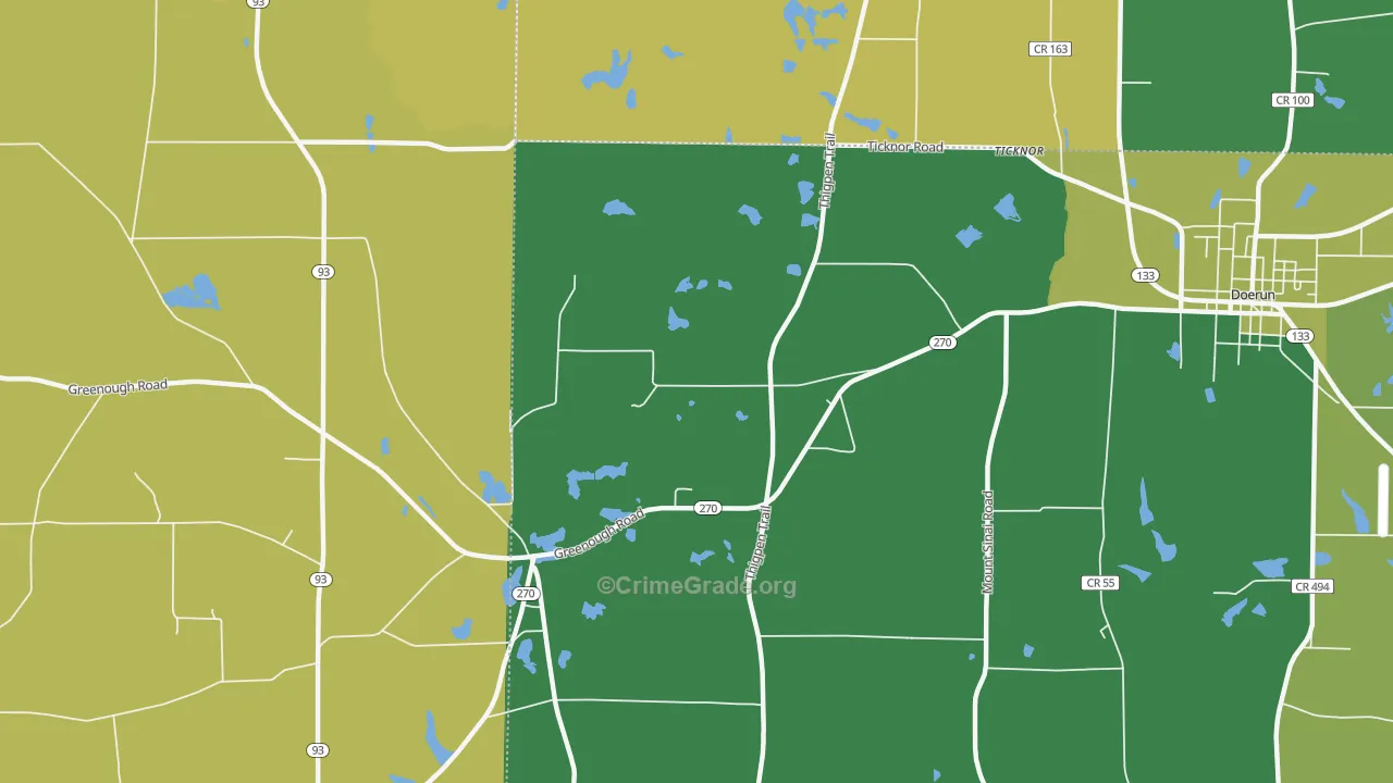 Ticknor, GA Map of Vehicle Theft Rates