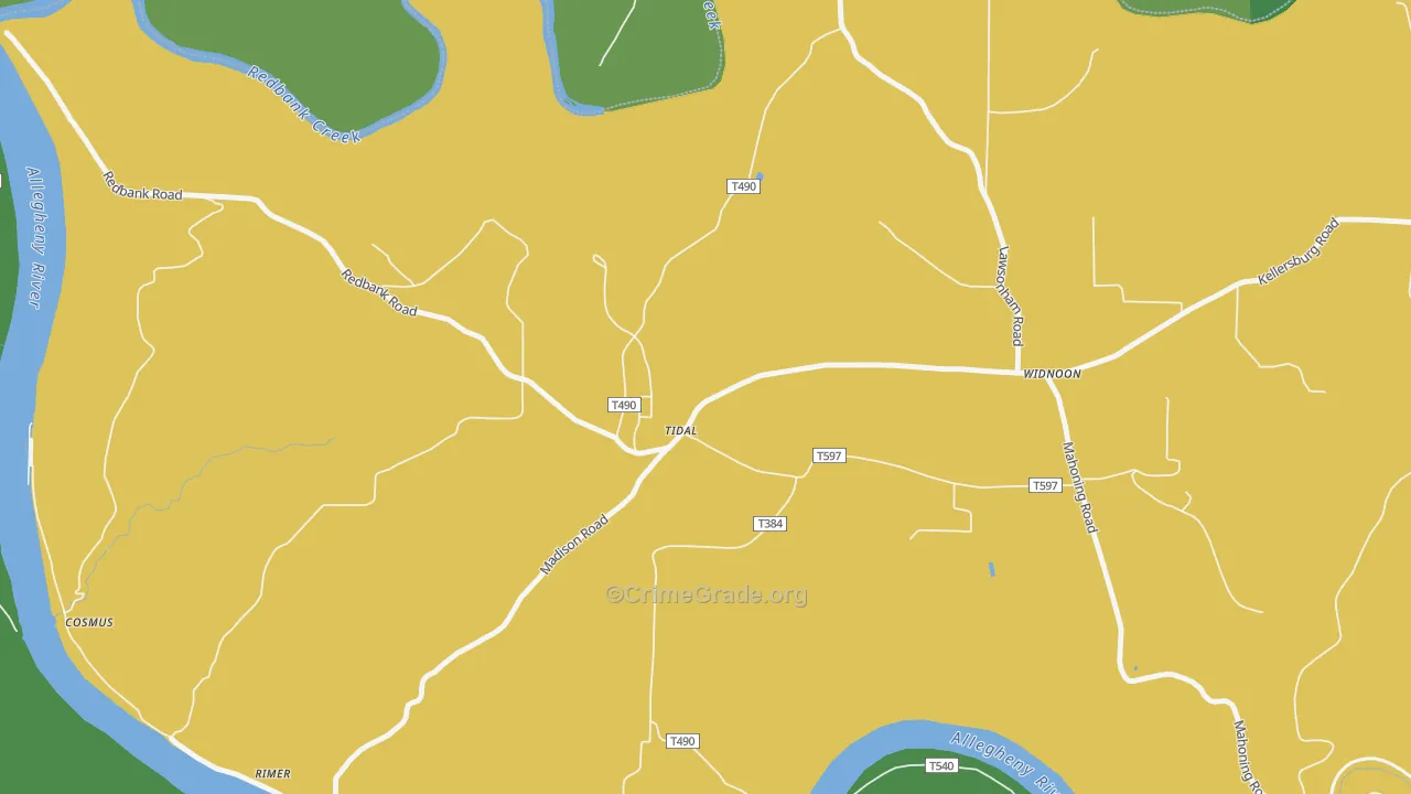 Tidal, PA Map of Vehicle Theft Rates
