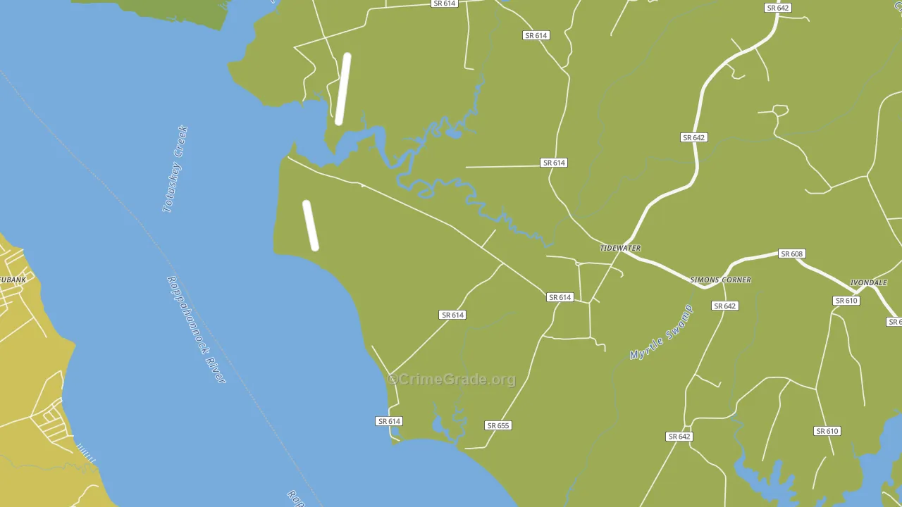 Tidewater, VA Map of Vehicle Theft Rates