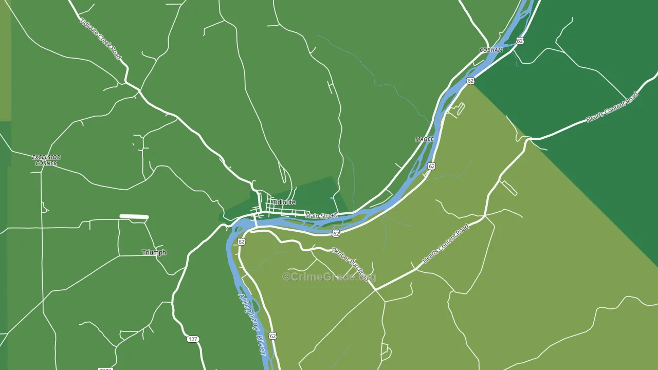 Tidioute, PA Map of Vehicle Theft Rates