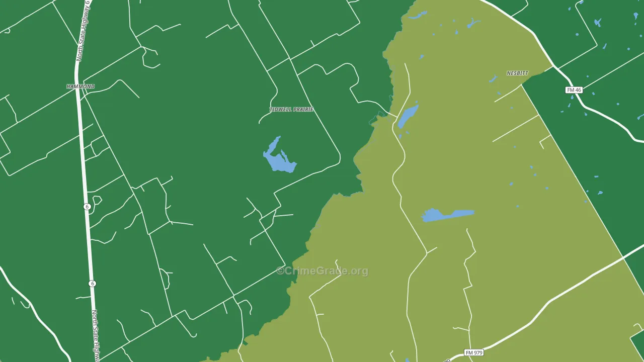 Tidwell Prairie, TX Map of Vehicle Theft Rates
