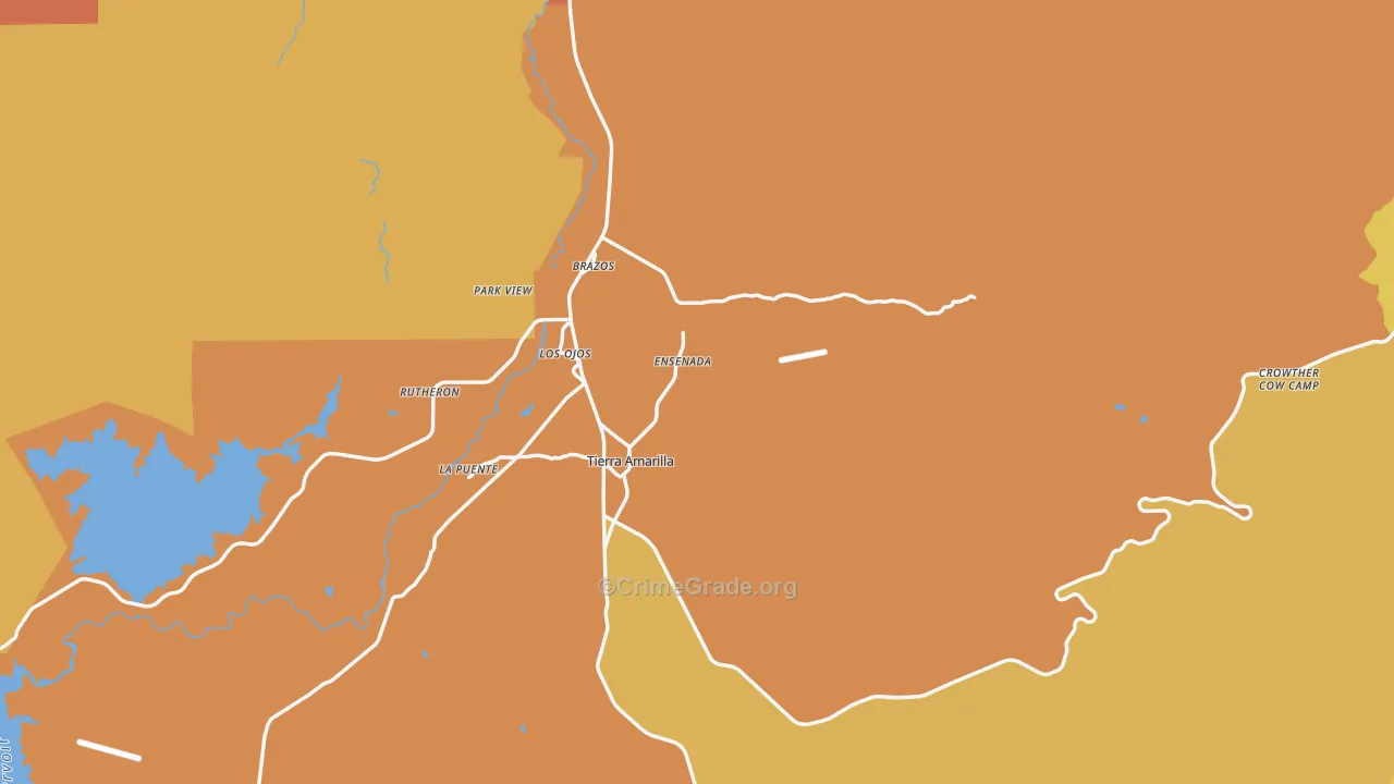 Tierra Amarilla, NM Map of Vehicle Theft Rates