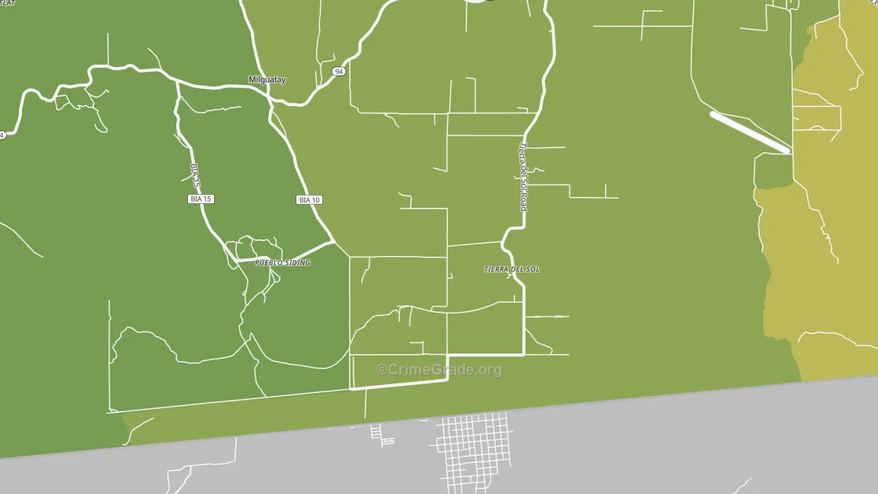 Tierra del Sol, CA Map of Vehicle Theft Rates