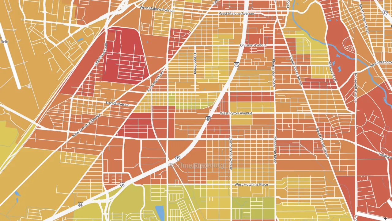 Tierra Linda, San Antonio, TX Map of Vehicle Theft Rates