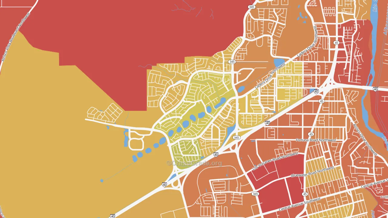 Tierra Oeste, Albuquerque, NM Map of Vehicle Theft Rates