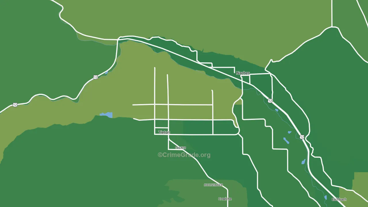 Tieton, WA Map of Vehicle Theft Rates