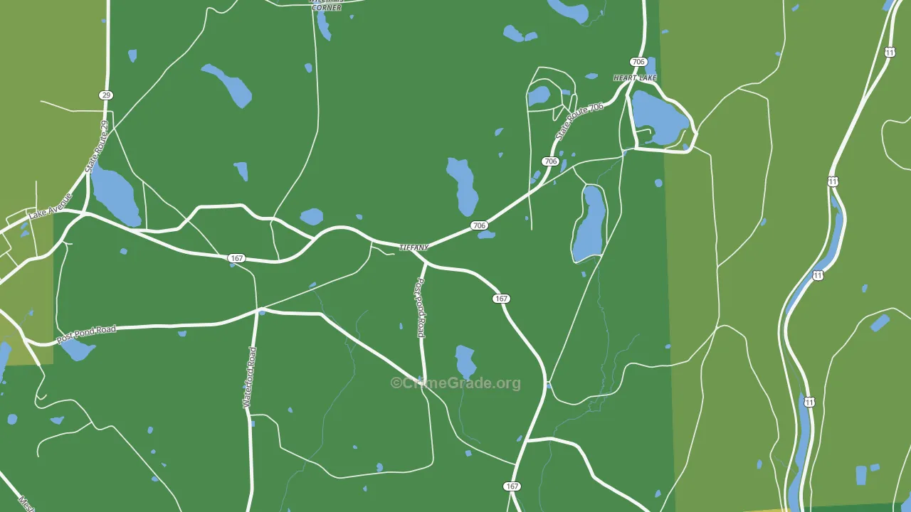 Tiffany, PA Map of Vehicle Theft Rates