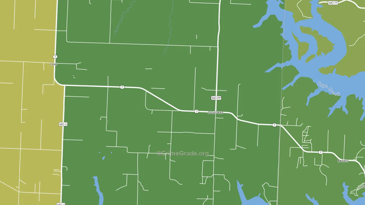 Tightwad, MO Map of Vehicle Theft Rates