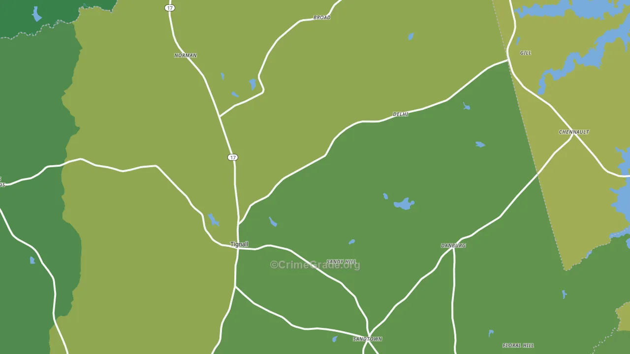 Tignall, GA Map of Vehicle Theft Rates