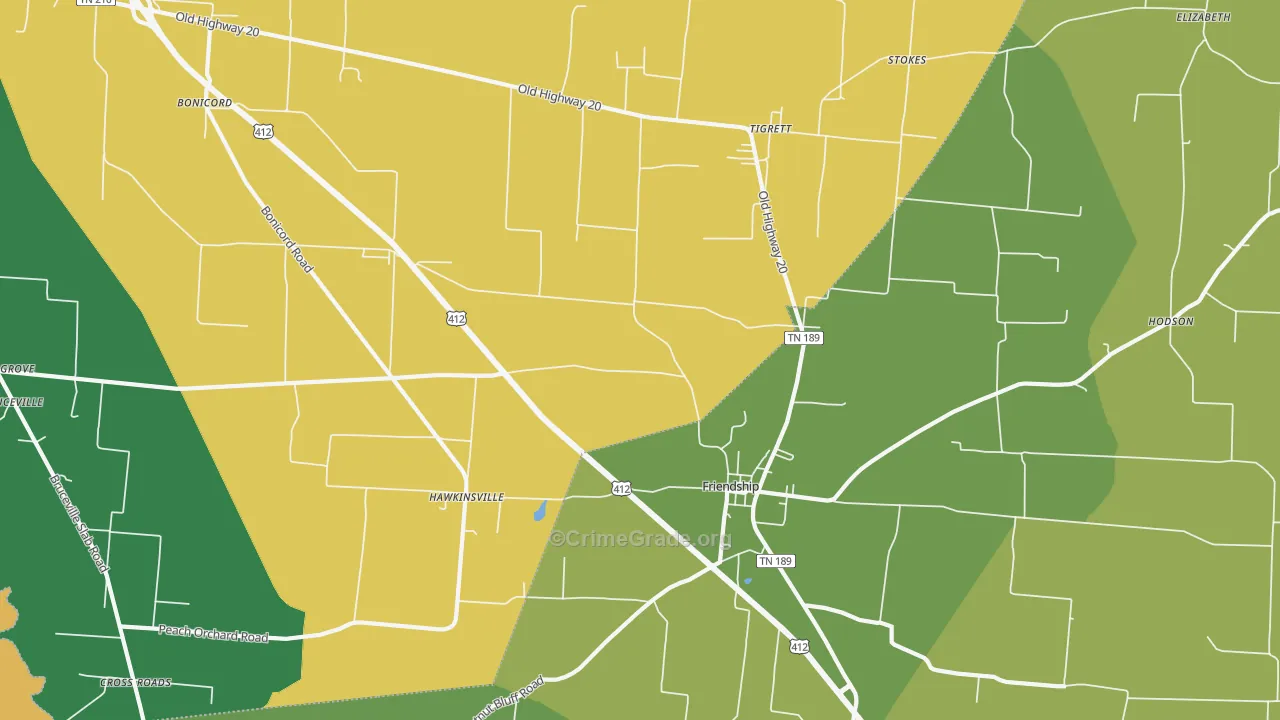 Tigrett, TN Map of Vehicle Theft Rates