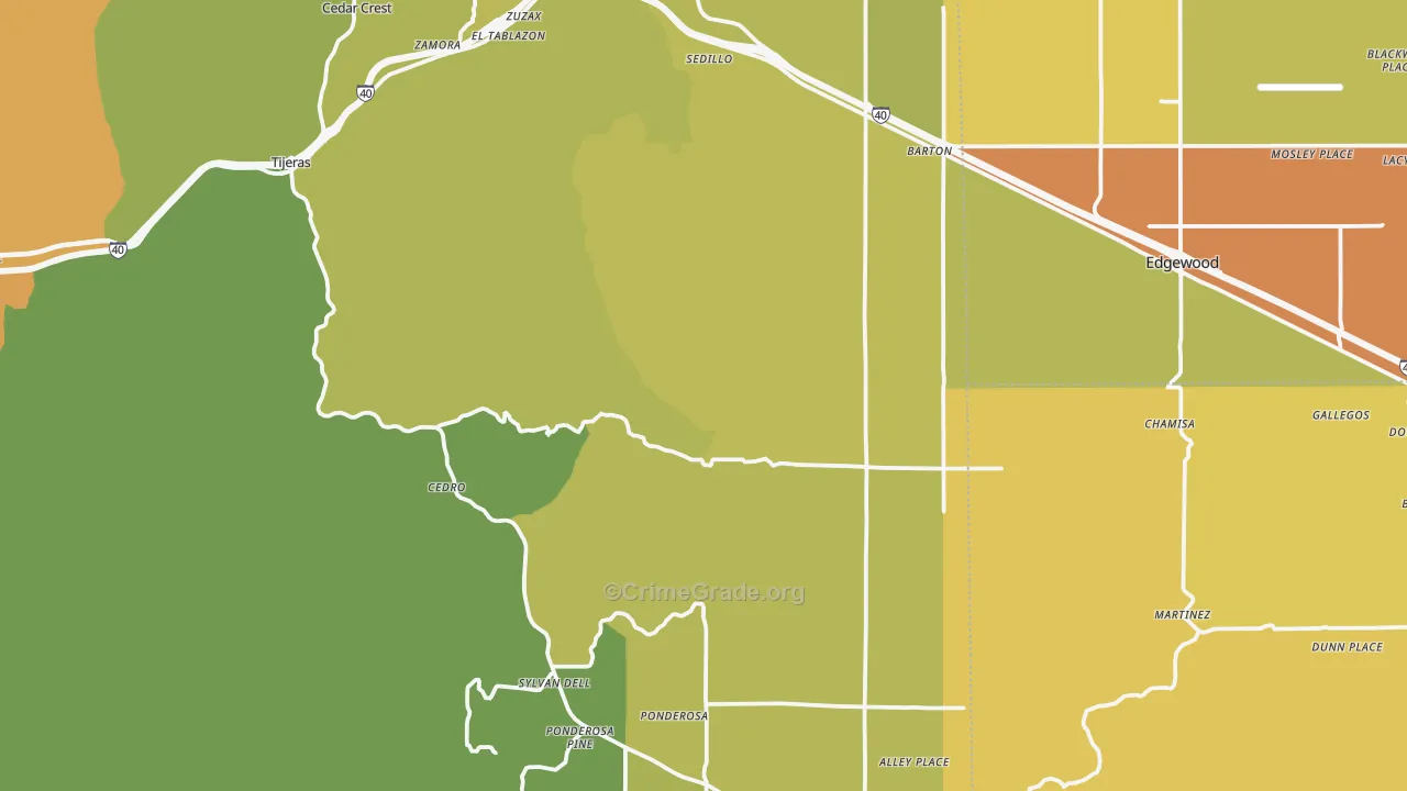 Tijeras, NM Map of Vehicle Theft Rates