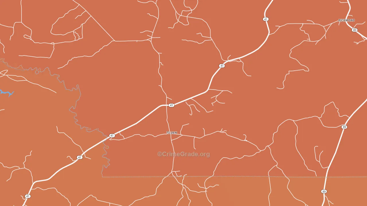 Tilden, AL Map of Vehicle Theft Rates