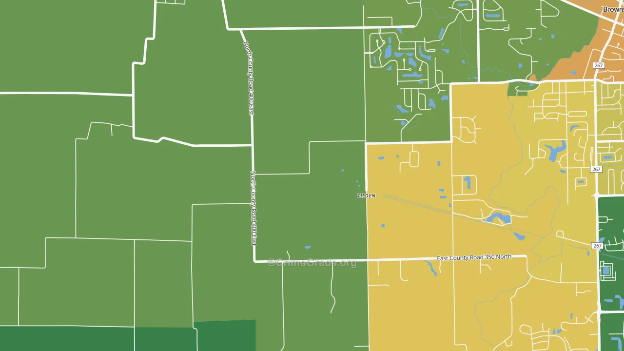 Tilden, IN Map of Vehicle Theft Rates